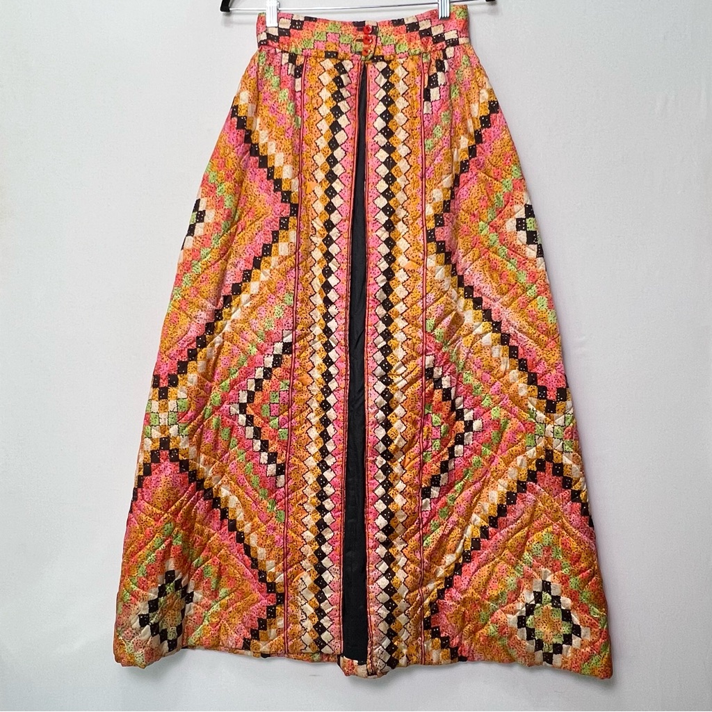 Vintage 60s Stan Herman’s Lounge World By Mr. Mort Quilt Pattern Maxi Skirt Size